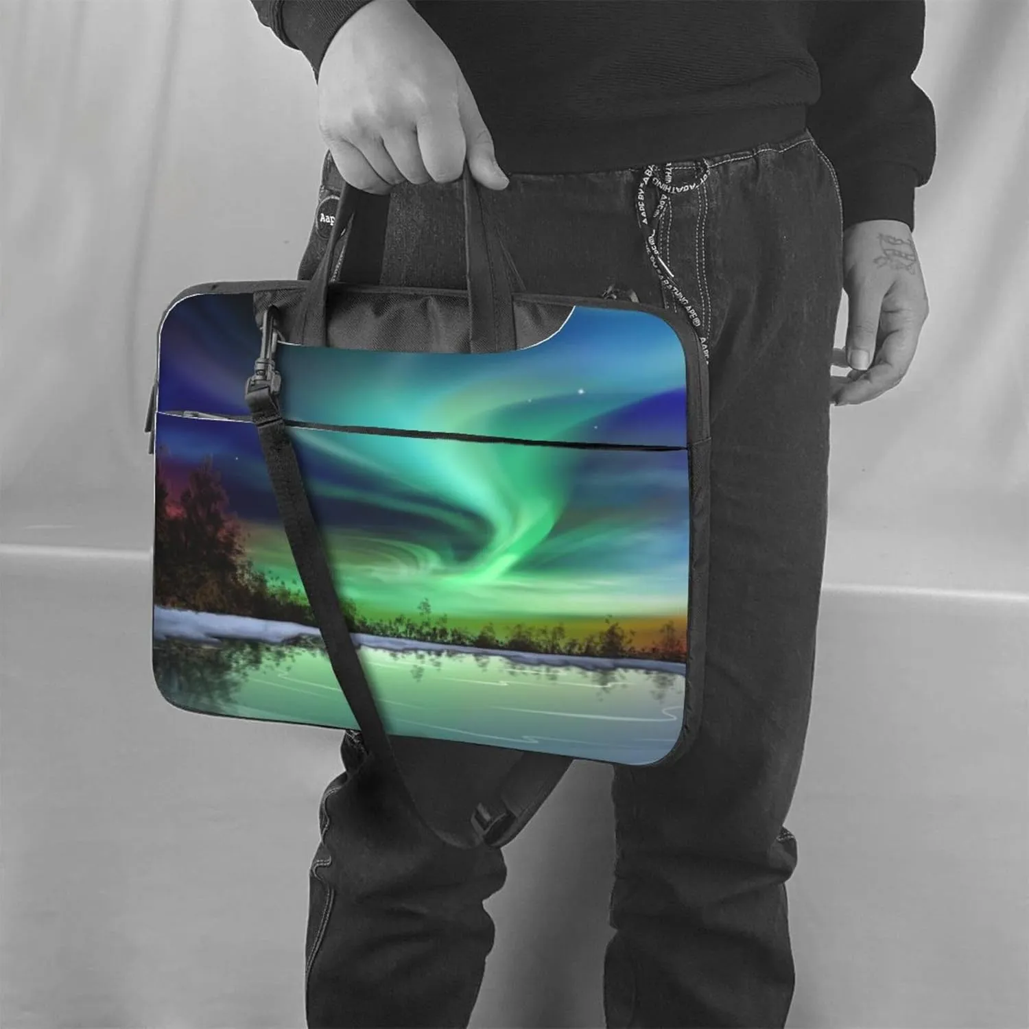 Hawaiian Surfer Sea Palm Trees Retro Laptop Shoulder Bag ​for Men Women, Computer Carrying Case Messenger Bag with Strap