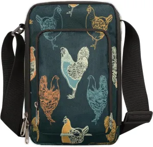 Hen Sketch Small Crossbody Bags for Women Trendy Cross Body Phone Purse Wallet Pastel Mens Travel Crossbody Bag Side Shoulder Bag