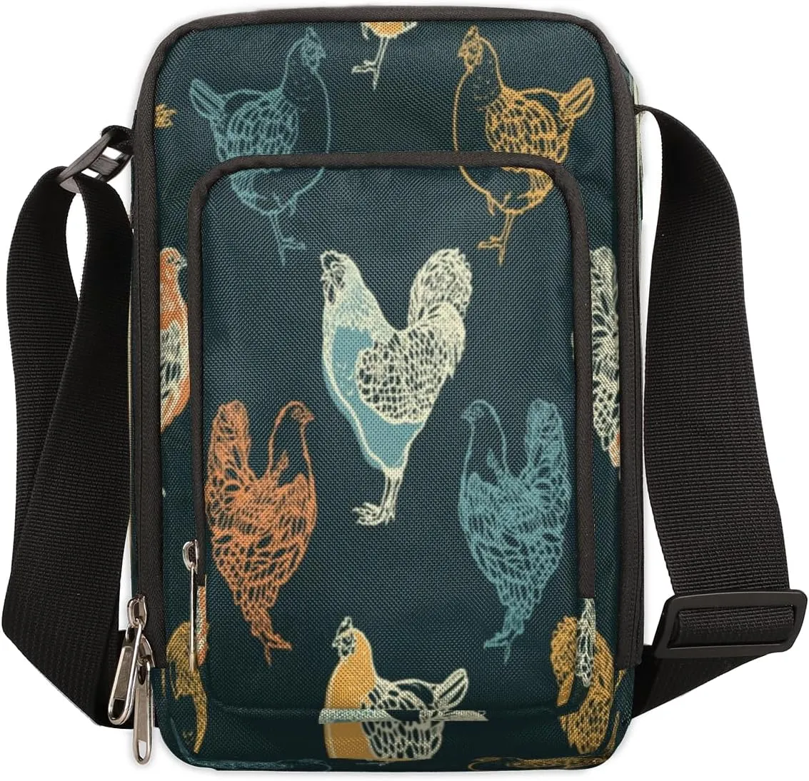 Hen Sketch Small Crossbody Bags for Women Trendy Cross Body Phone Purse Wallet Pastel Mens Travel Crossbody Bag Side Shoulder Bag