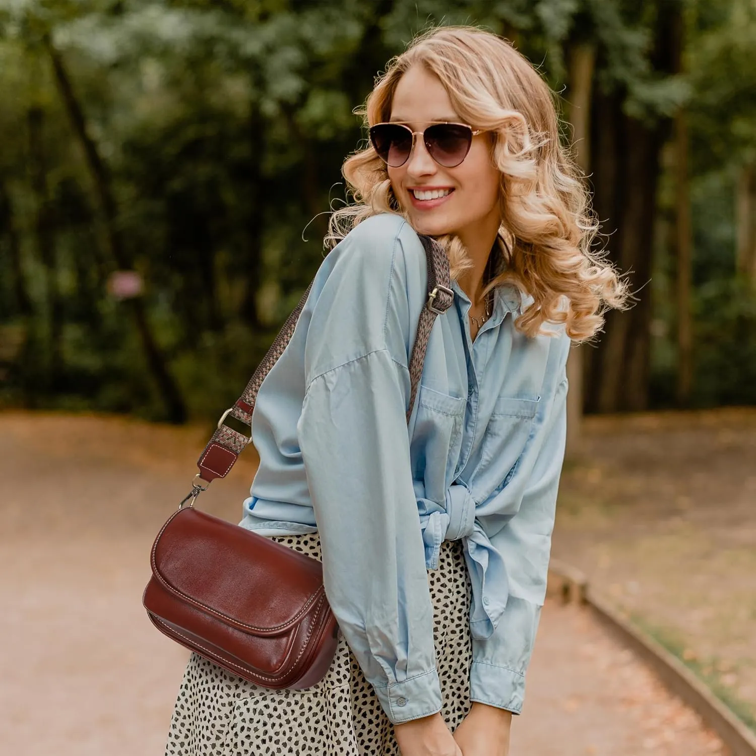 HESHE Leather Crossbody Bags for Women Trendy Shoulder Bag with Guitar Strap Stylish Ladies Purses Satchel Handbags Travel