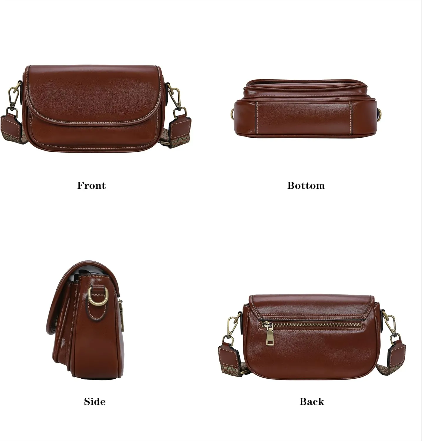 HESHE Leather Crossbody Bags for Women Trendy Shoulder Bag with Guitar Strap Stylish Ladies Purses Satchel Handbags Travel