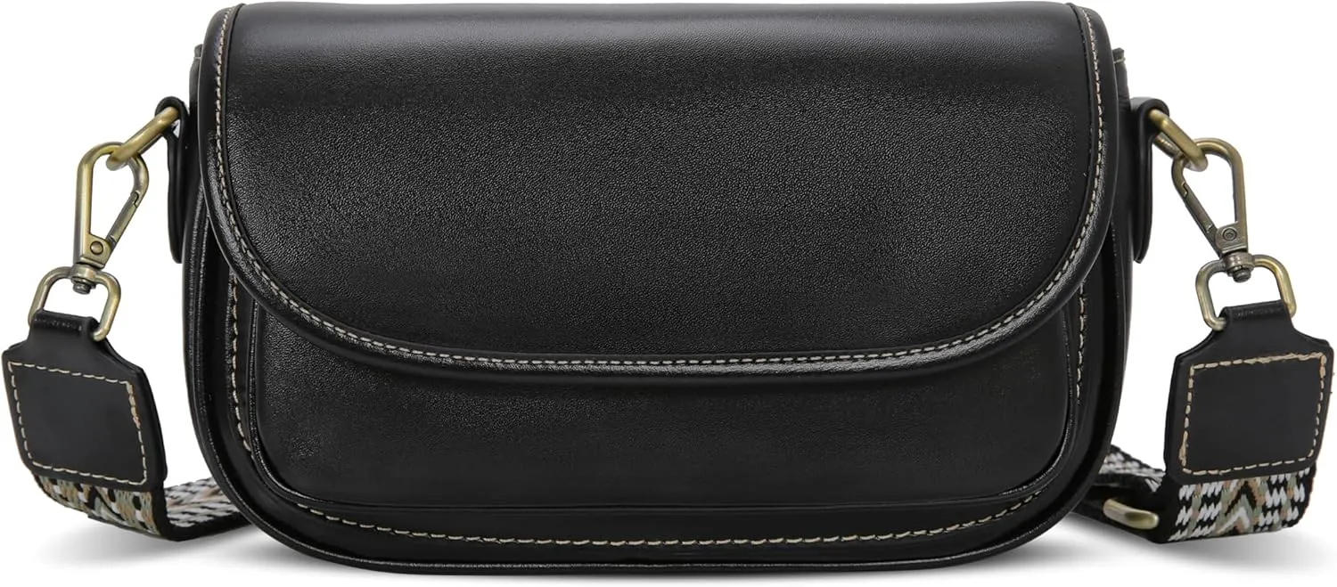 HESHE Leather Crossbody Bags for Women Trendy Shoulder Bag with Guitar Strap Stylish Ladies Purses Satchel Handbags Travel