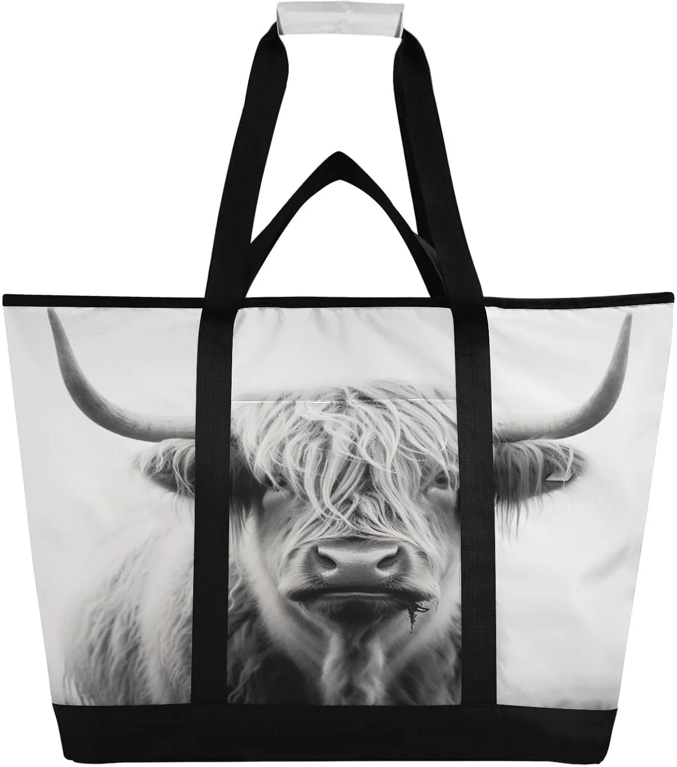 Highland Cow Reusable Insulated Lunchbox Cooler Bag, Leakproof Kitchen Grocery Bag Collapsible Portable Cooler Tote Bag for Picnic, Camping, Office, Travel