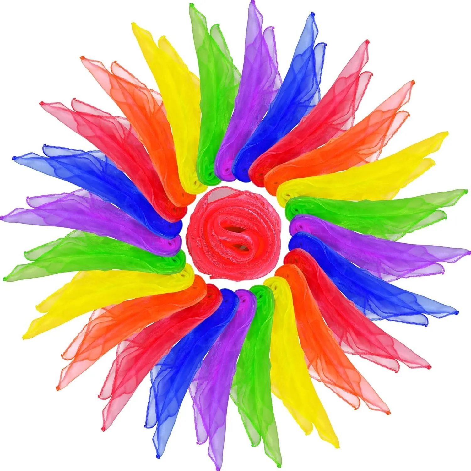 HKACSTHI Kids Juggling & Dance Scarves - Magic Trick Silk Scarves for Play, Music & Rhythm, 24 x 24 inch