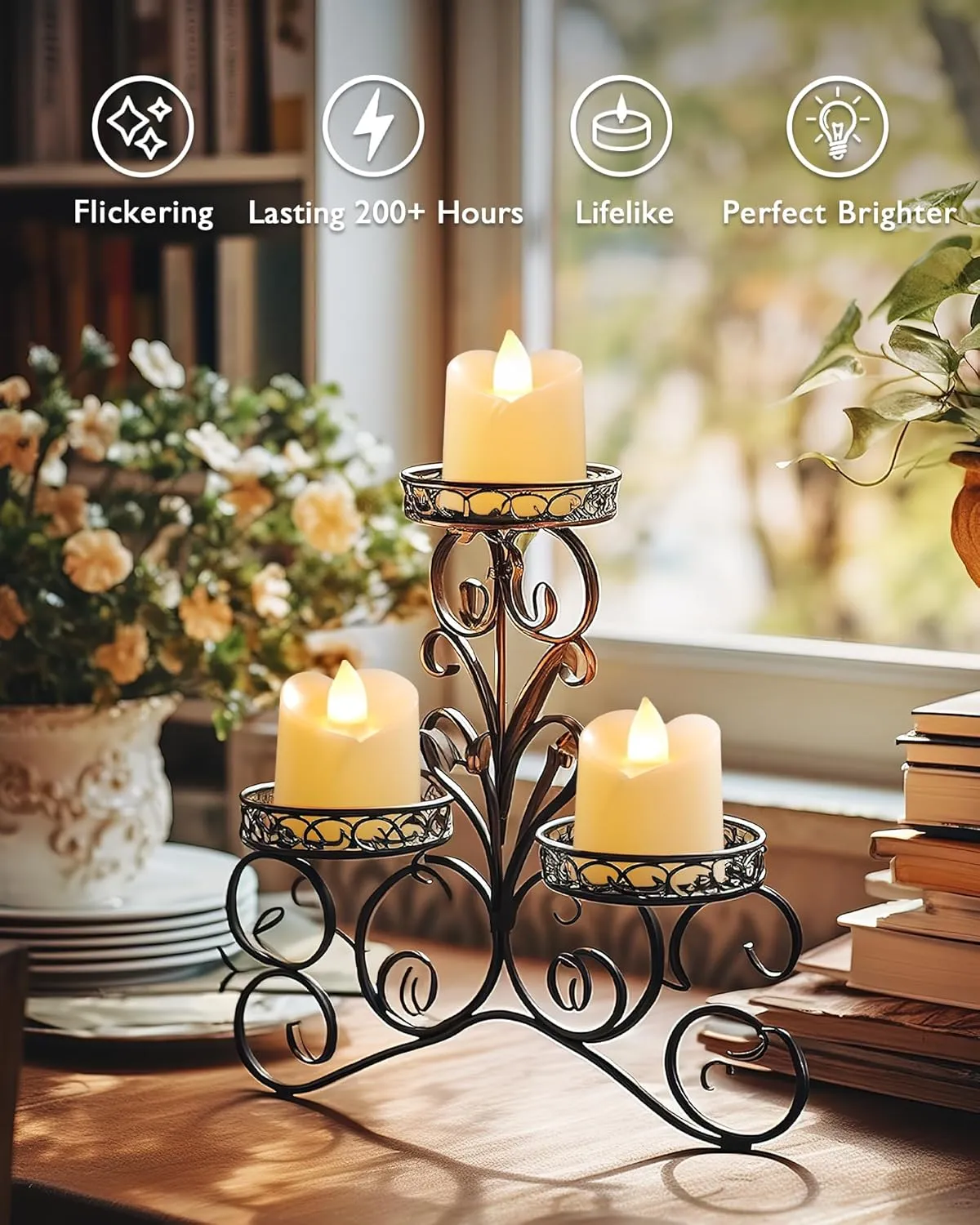 Homemory 48Pack Flameless Flickering Led Votive Tealight Candles,200 Hour Lasting Battery Operated Candles,Soft White for Valentine's Day,Wedding,Proposal Anniversary (Ivory Base,Battery Included)