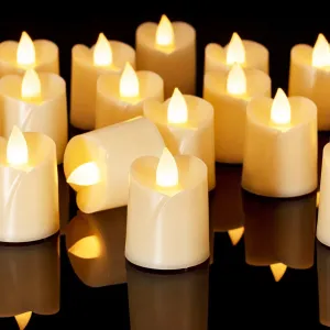 Homemory 48Pack Flameless Flickering Led Votive Tealight Candles,200 Hour Lasting Battery Operated Candles,Soft White for Valentine's Day,Wedding,Proposal Anniversary (Ivory Base,Battery Included)
