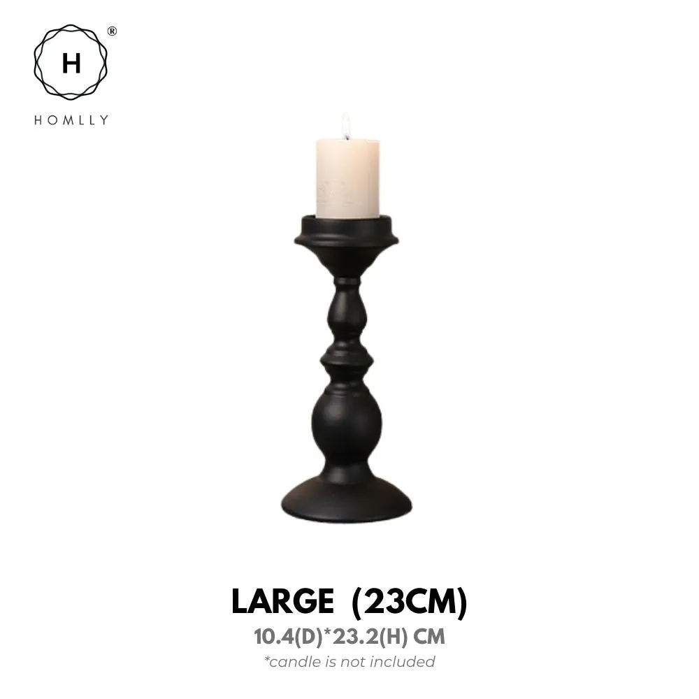 Homlly Matte Black Metal Pillar Candle Holders Stand