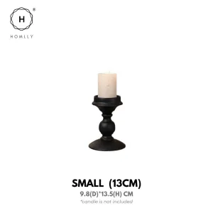 Homlly Matte Black Metal Pillar Candle Holders Stand