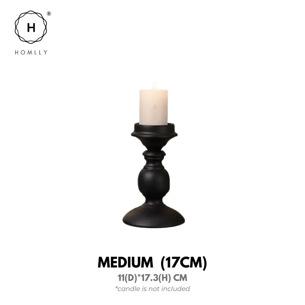 Homlly Matte Black Metal Pillar Candle Holders Stand
