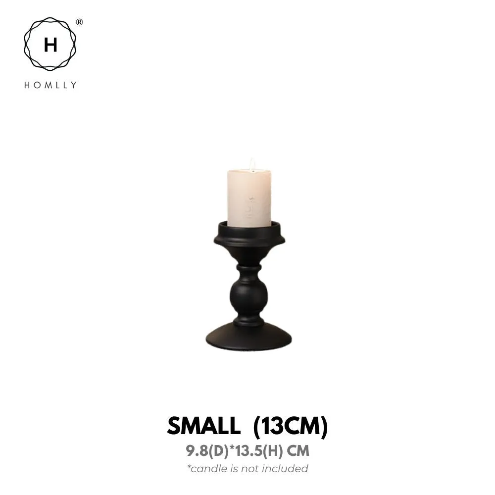Homlly Matte Black Metal Pillar Candle Holders Stand