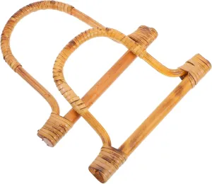 Homoyoyo 2pcs Hand Cloth Bag Handle Rustic Rattan Grip for Purse DIY Decorative Bag Handles