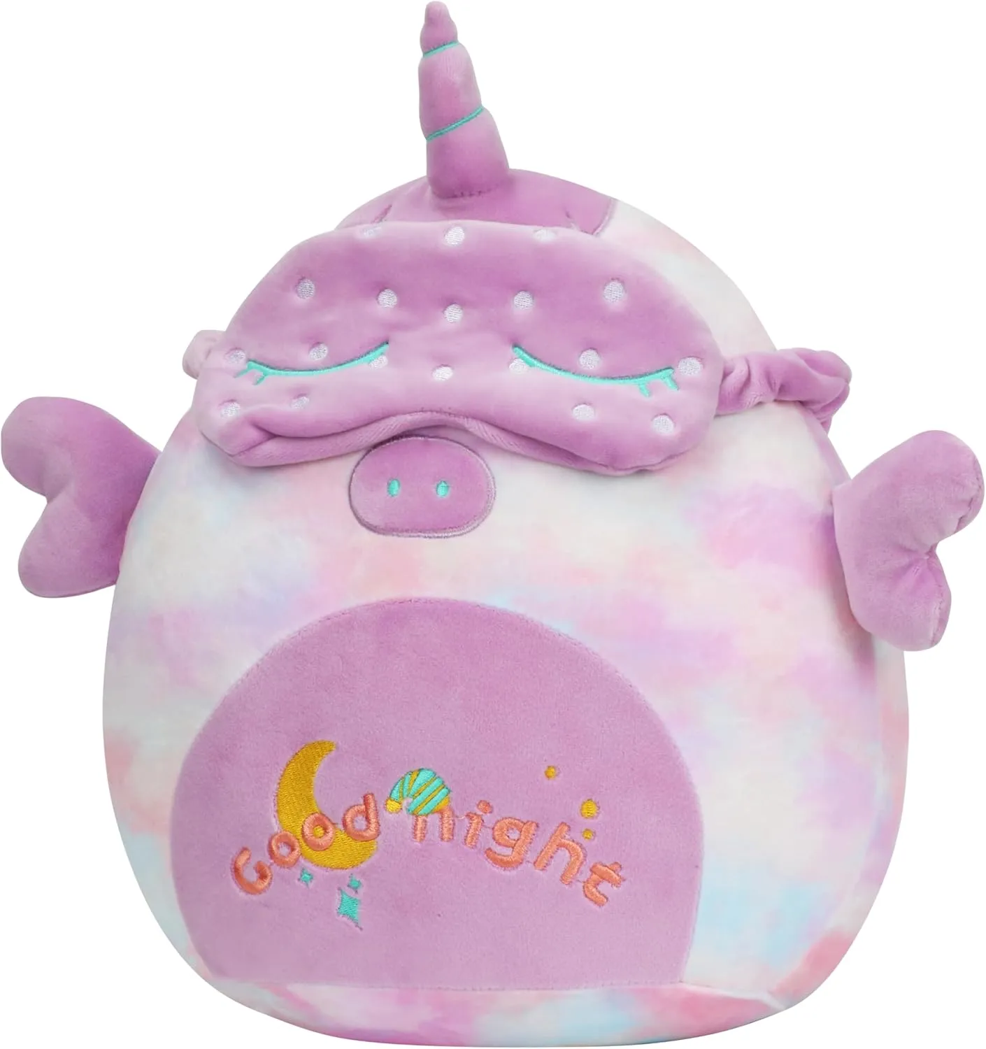 Hopearl 14'' Unicorn Plush Toy, Good Night Stuffed Animal with Eye Patch, Smooth Plushies Pillow, Companion Gift for Kids, Decor