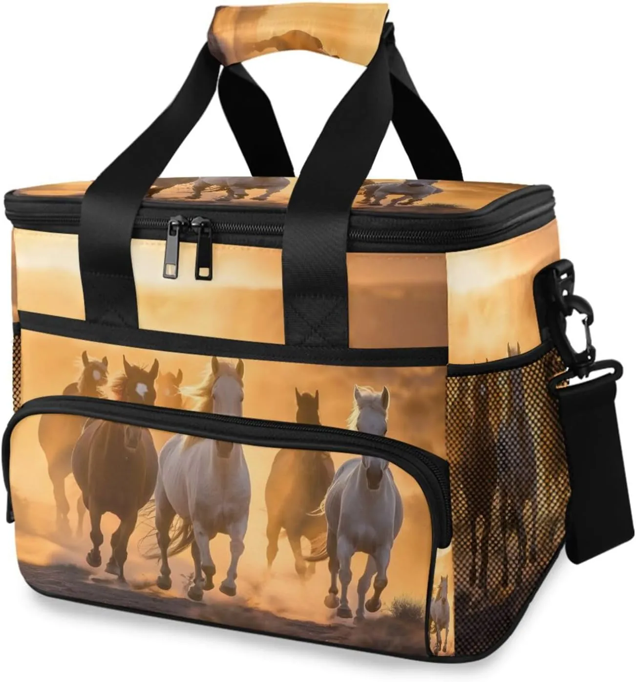 Horse Desert Brown Horses Cooler Bag Insulated Cooler Soft Sided Cooler 24 Can Portable Picnic Bag Large Leakproof Lunch Bag Box for Beach Grocery Camping Travel Car Men Women