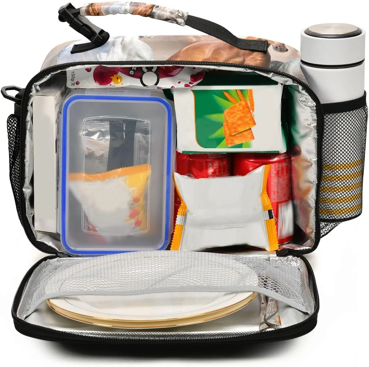 Horse Lunch Box for Girls Boys 3D Animal Horses Insulated Cooler Bag Kids Reusable Lunch Bags for School Lunchbox Tote Bag Adjustable Shoulder Bag Work Picnic