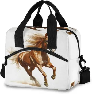 Horse Run Lunch Box for Men Women Adults Insulated Lunch Bag Cooler Bag with Adjustable Shoulder Strap for Work Picnic Travel