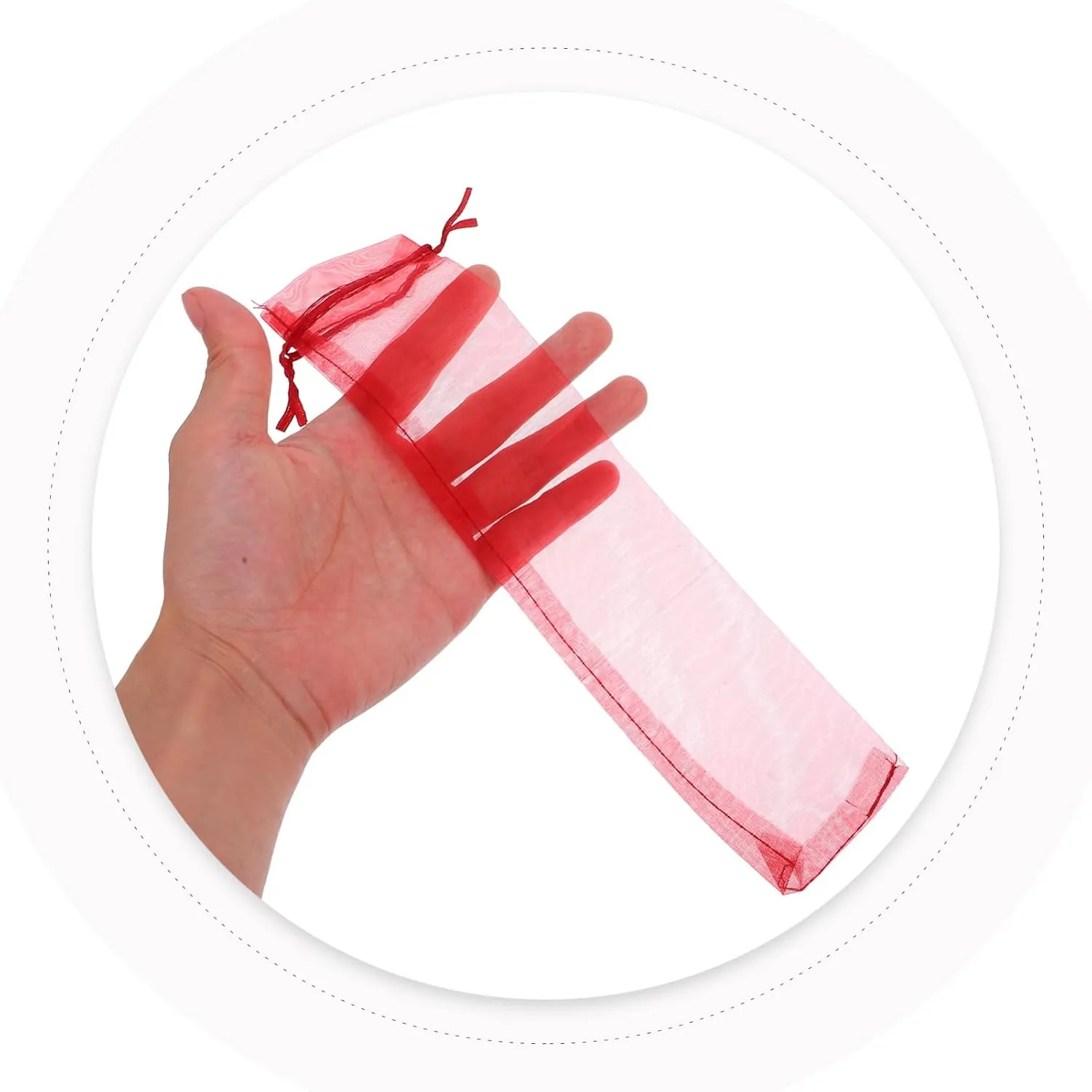 HOUDERCO 2sets 12pcs Organza Drawstring Pouches for Handheld Fan Storage Lightweight Mesh Folding Fan Bags Lake and Practical and Elegant Design for Easy Carrying 12pcs*2