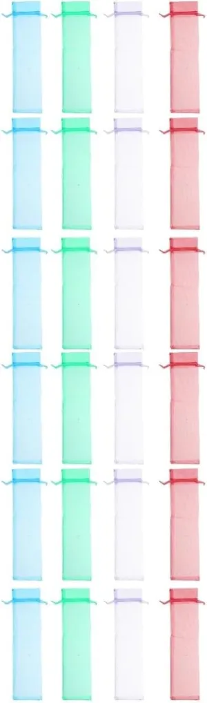 HOUDERCO 2sets 12pcs Organza Drawstring Pouches for Handheld Fan Storage Lightweight Mesh Folding Fan Bags Lake and Practical and Elegant Design for Easy Carrying 12pcs*2