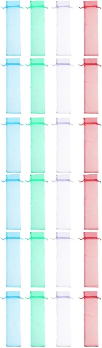 HOUDERCO 2sets 12pcs Organza Drawstring Pouches for Handheld Fan Storage Lightweight Mesh Folding Fan Bags Lake and Practical and Elegant Design for Easy Carrying 12pcs*2