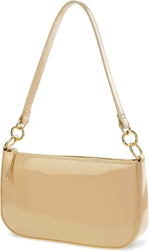 HOXIS Glossy Faux Patent Leather Women Shoulder Bag Shiny Clutch Crossbody Bag 90s Purse