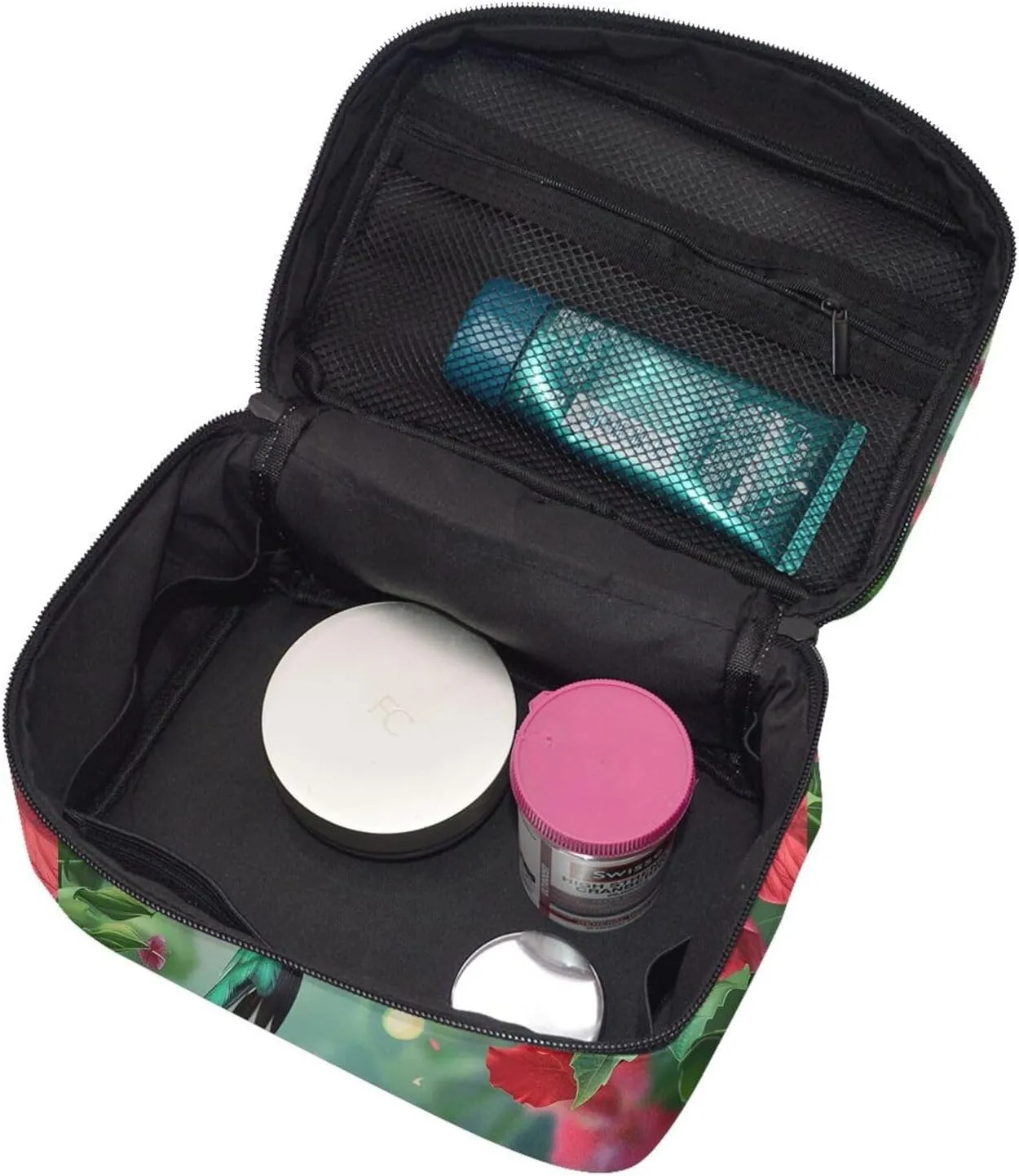 Hummingbird Hibiscus Makeup Bag for Women Travel Cosmetic Bag Large Makeup Case Portable Toiletry Skincare Organizer Bag