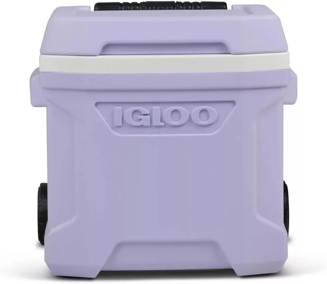 Igloos Cooler Hard-Sided Ice Chest, Portable Insulated Cooler with Wheels, Telescoping Handle, Cool Riser Tech, Leak-Resistant