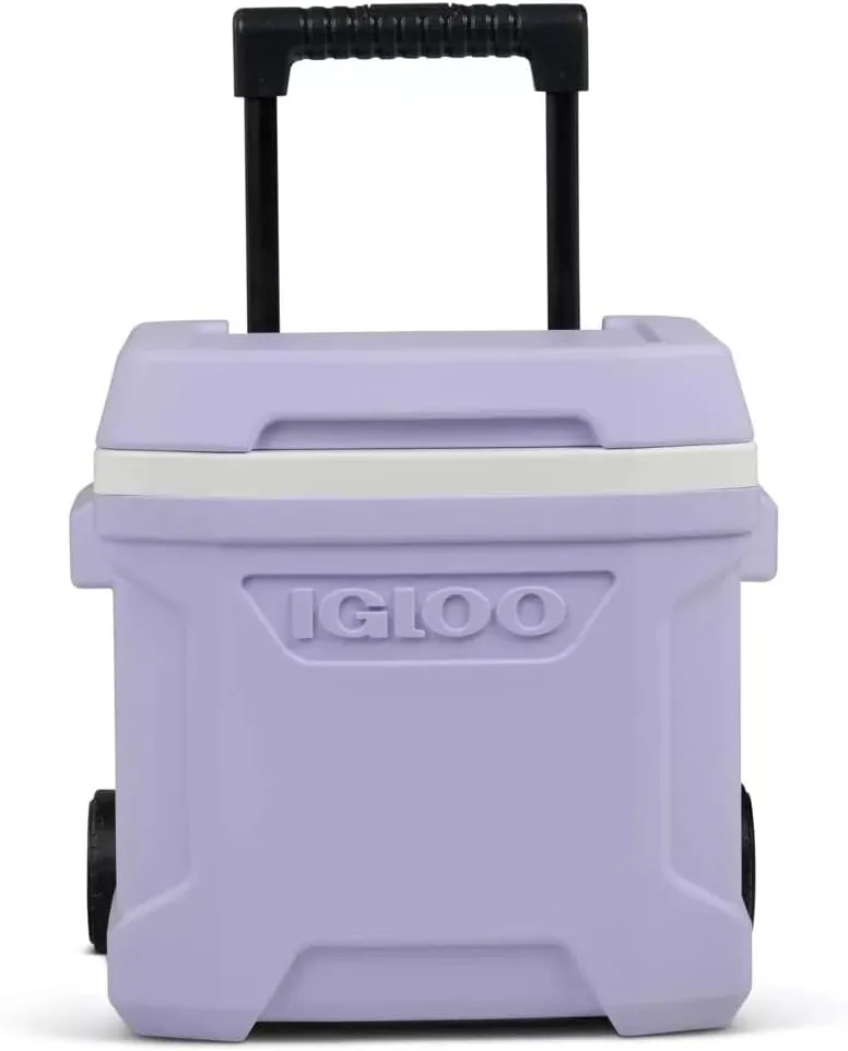 Igloos Cooler Hard-Sided Ice Chest, Portable Insulated Cooler with Wheels, Telescoping Handle, Cool Riser Tech, Leak-Resistant