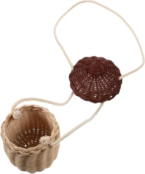 IMIKEYA Handmade Woven Acorn Bag - Rattan Crossbody Shoulder Bag for and Women - for and Decor, Brown, 13.00X7.00X7.00CM