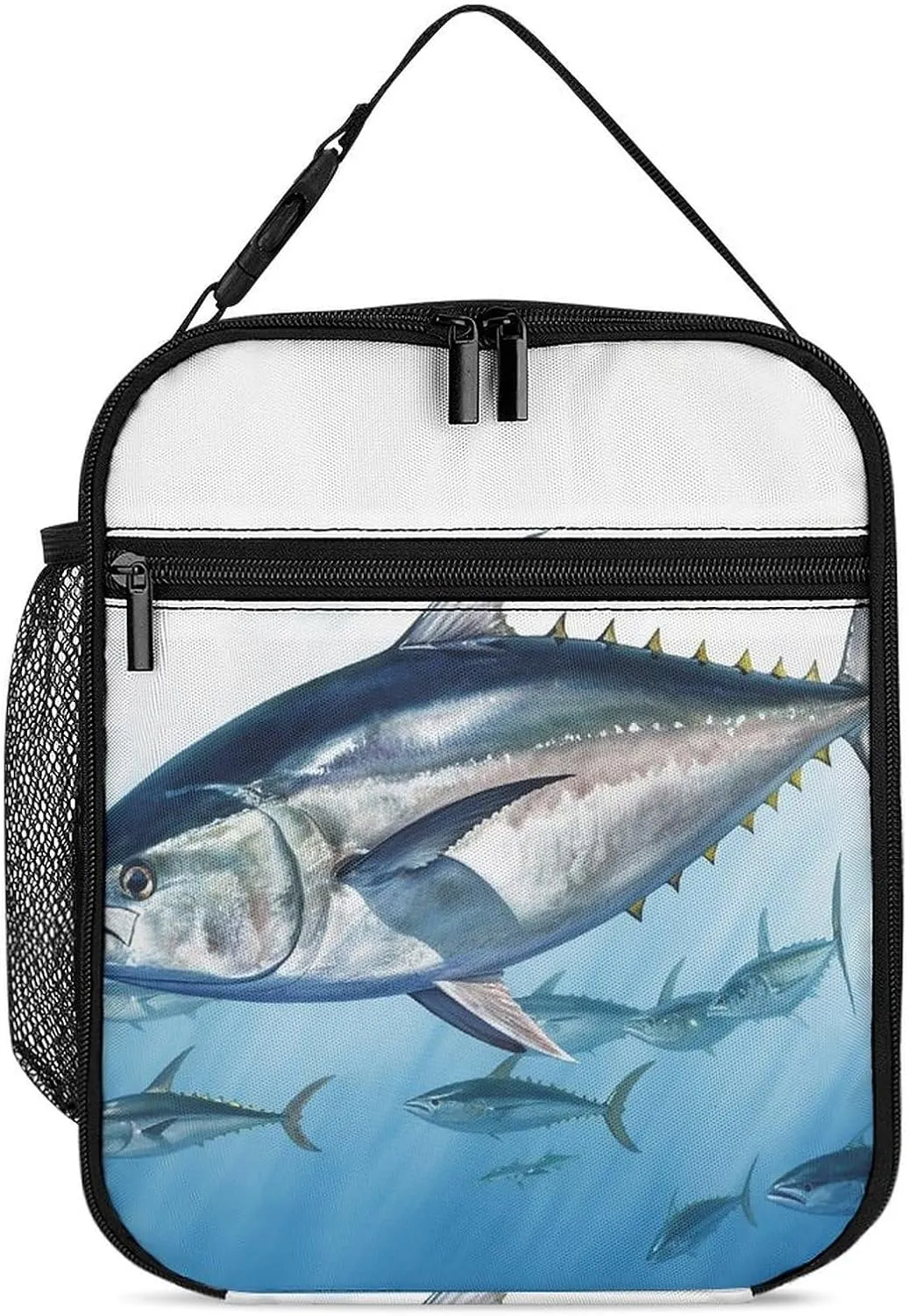 Insulated Lunch Bag Bluefin Tuna Thunnus Printed Lunch Box,Work Cooler Bag Portable Lunch Pail Tote Bag for Work, Travel, Picnic