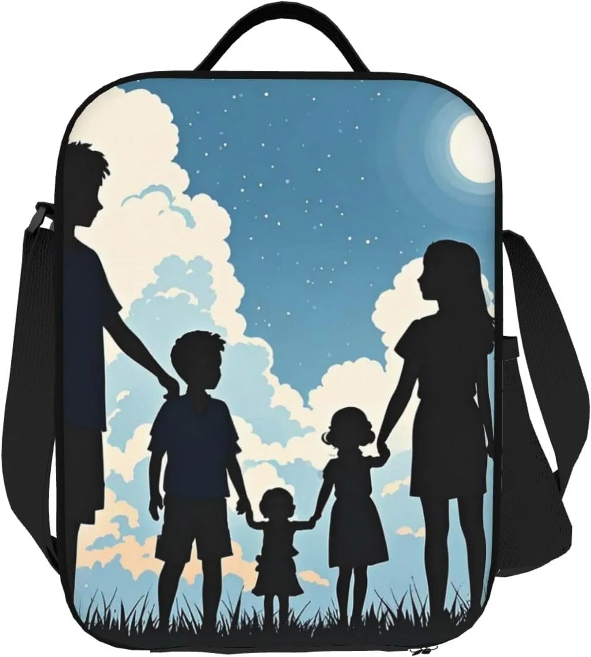 Insulated Lunch Bag Family Silhouette Lunch Box for Women Men Reusable Lunch Tote Bag for Work Picnic Travel