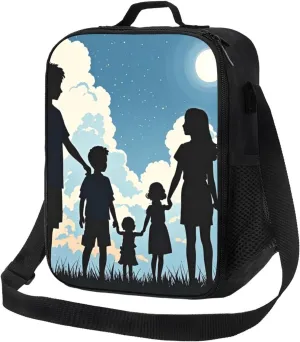 Insulated Lunch Bag Family Silhouette Lunch Box for Women Men Reusable Lunch Tote Bag for Work Picnic Travel