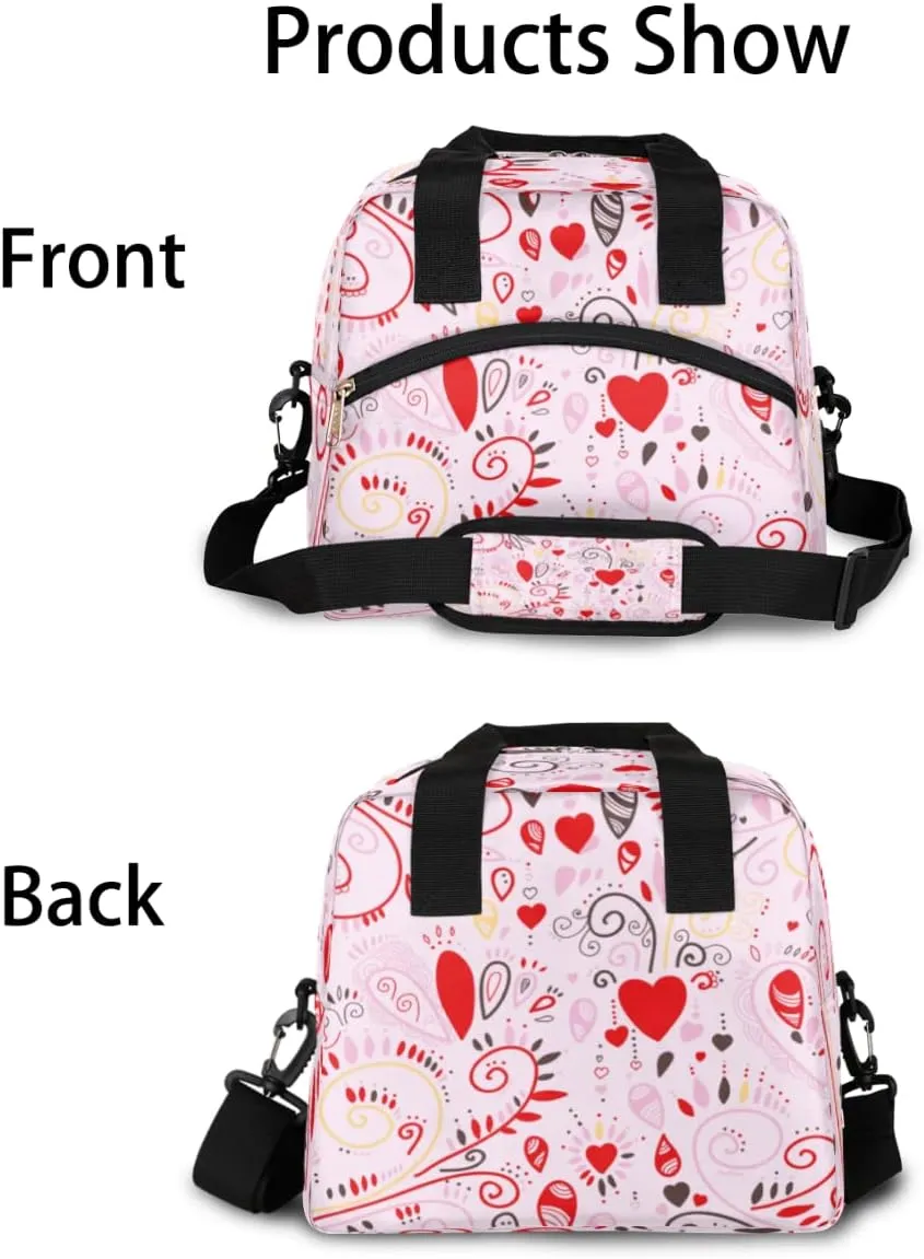 Insulated Lunch Bag for Women Men Abstraction Love Heart Leakproof Cooler Tote Bag Large Reusable Adult Lunch Box with Adjustable Shoulder Strap for Office Work Picnic Travel Beach