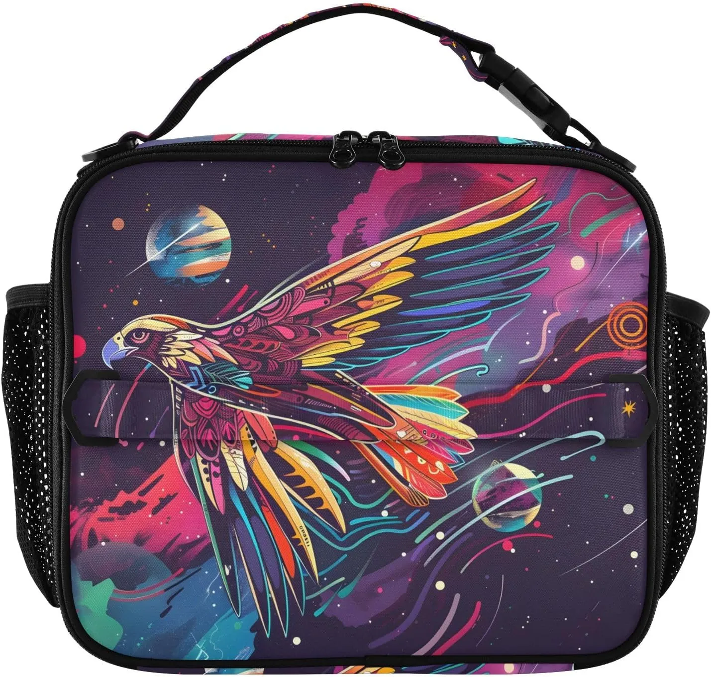 Insulated Lunch Bag Lunch box Cooler Bag for Women Men Space Falcon Reusable Portable with Shoulder Strap