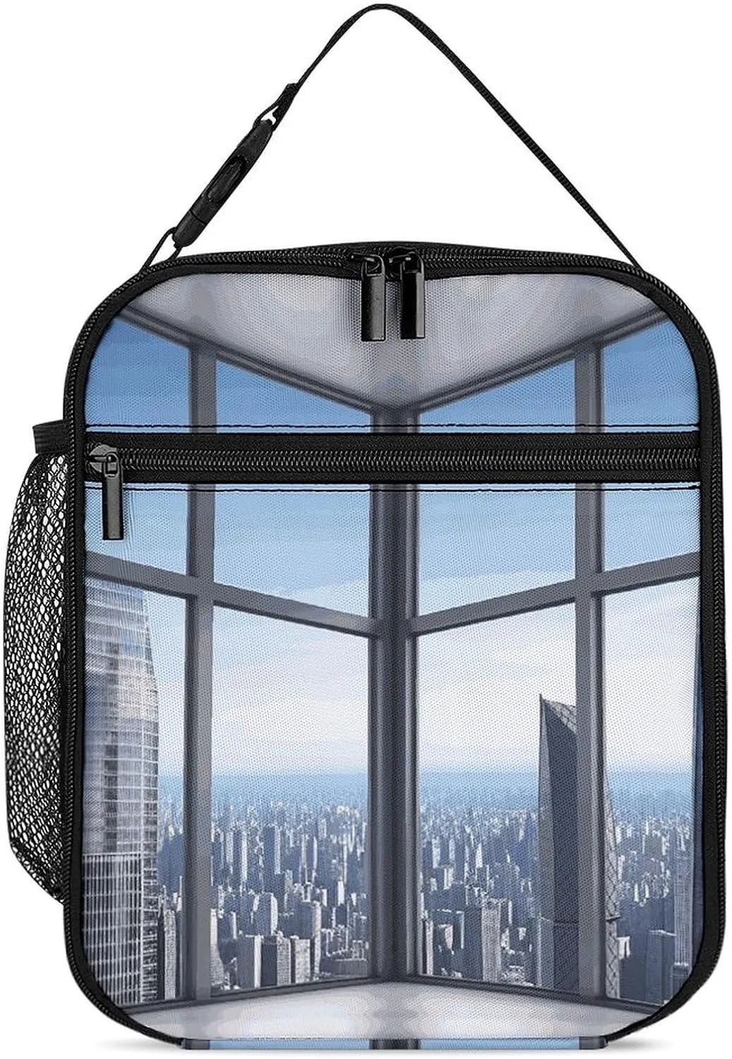 Insulated Lunch Bag Portable Reusable Cooler Tote Bag Skyscraper Buildings Lunch Box for Men Women Work Picnic Travel Camping