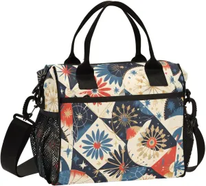 Insulated Lunch Bag Women - Golden Flower Symphony Dandelion Lunch Box for Men, Leak Resistant, Adjustable Shoulder Strap, Durability Nylon, for Work, Travel, Outdoor Activities