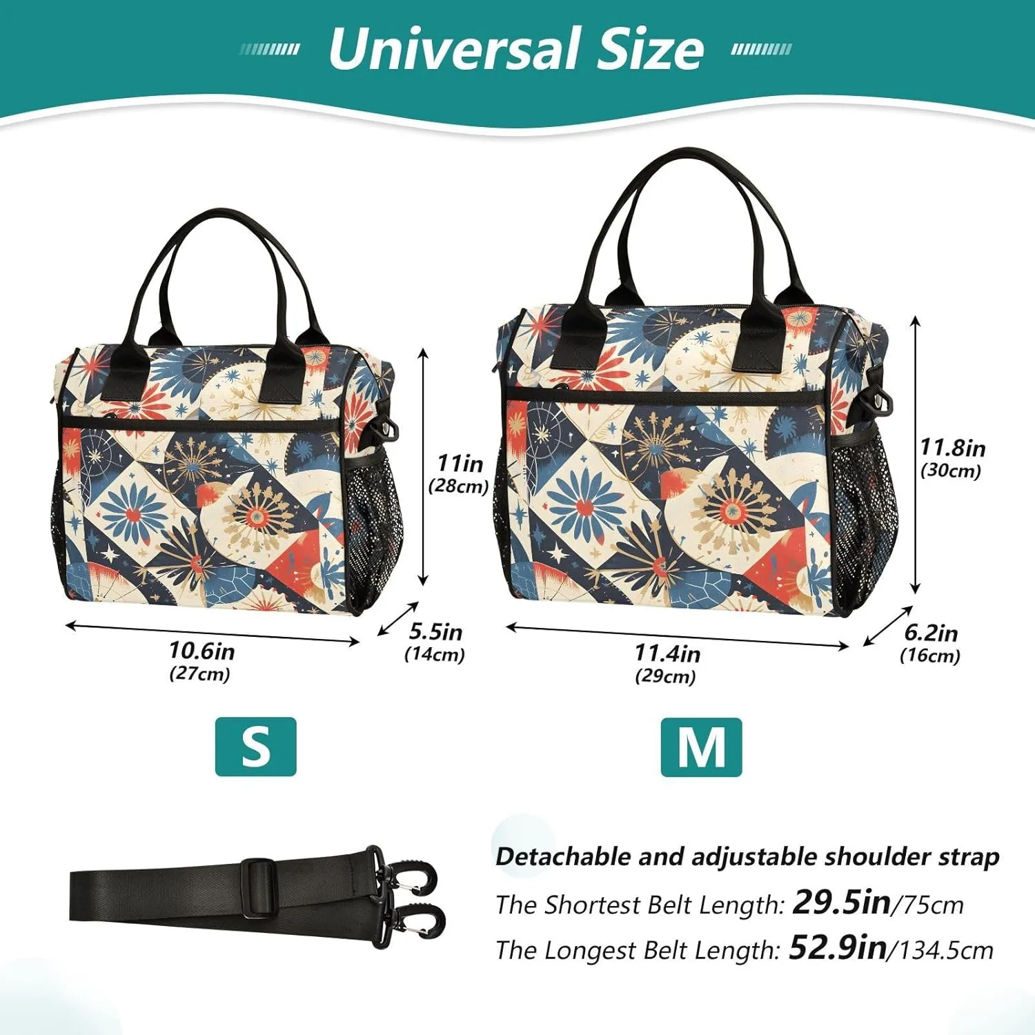Insulated Lunch Bag Women - Golden Flower Symphony Dandelion Lunch Box for Men, Leak Resistant, Adjustable Shoulder Strap, Durability Nylon, for Work, Travel, Outdoor Activities