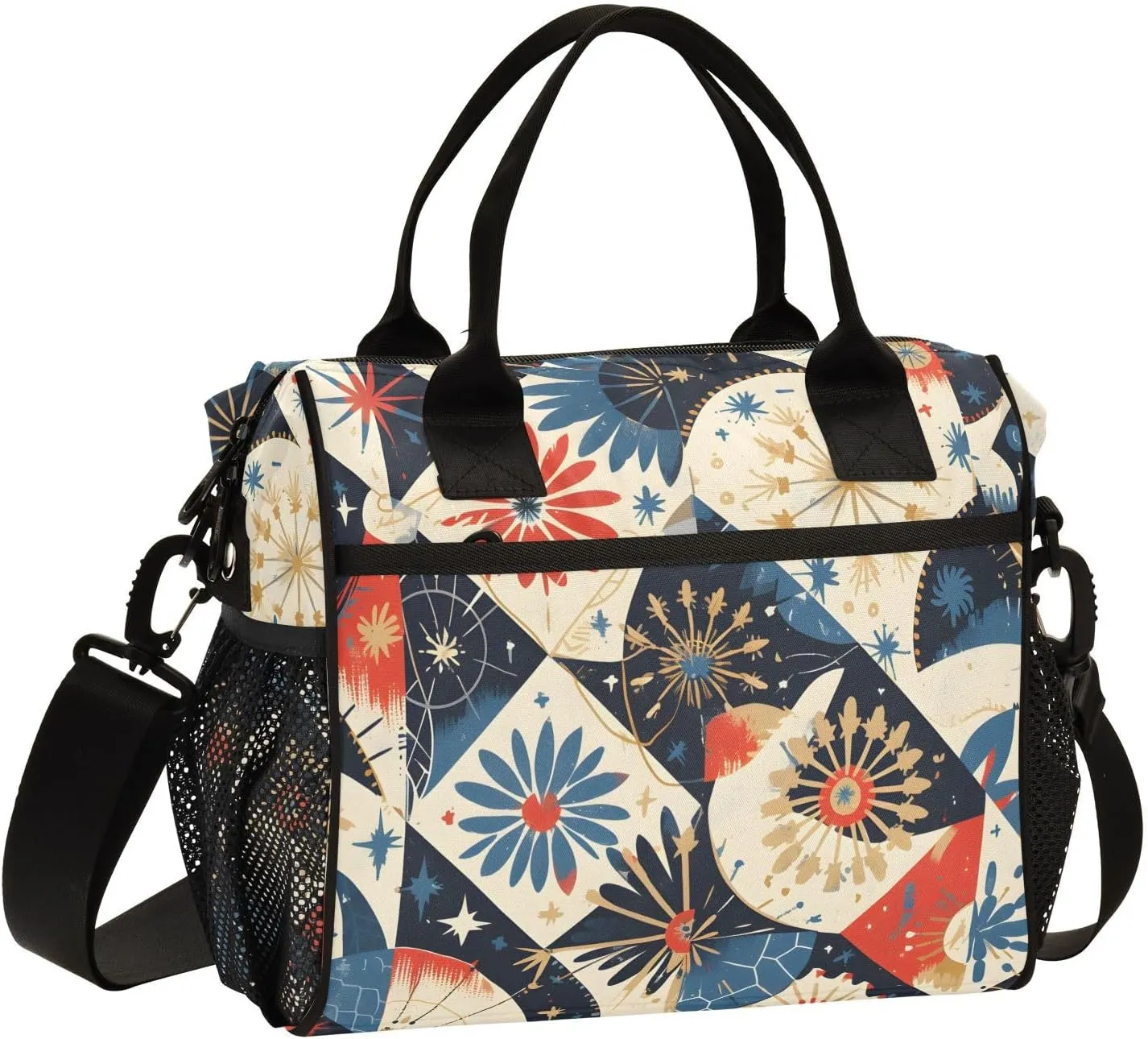 Insulated Lunch Bag Women - Golden Flower Symphony Dandelion Lunch Box for Men, Leak Resistant, Adjustable Shoulder Strap, Durability Nylon, for Work, Travel, Outdoor Activities