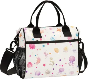 Insulated Lunch Bag Women - Oceanic Dots Fantasy Lunch Box for Men, Leak Resistant, Adjustable Shoulder Strap, Durability Nylon, for Work, Travel, Outdoor Activities