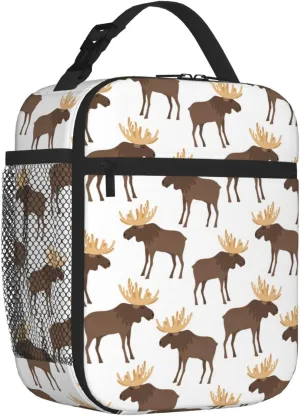 Insulated Lunch Bags for Women Men Work - cute moose horns elk cartoon Reusable Cooler Lunch Box, Adult Lunch Tote Bag for Office Picnic