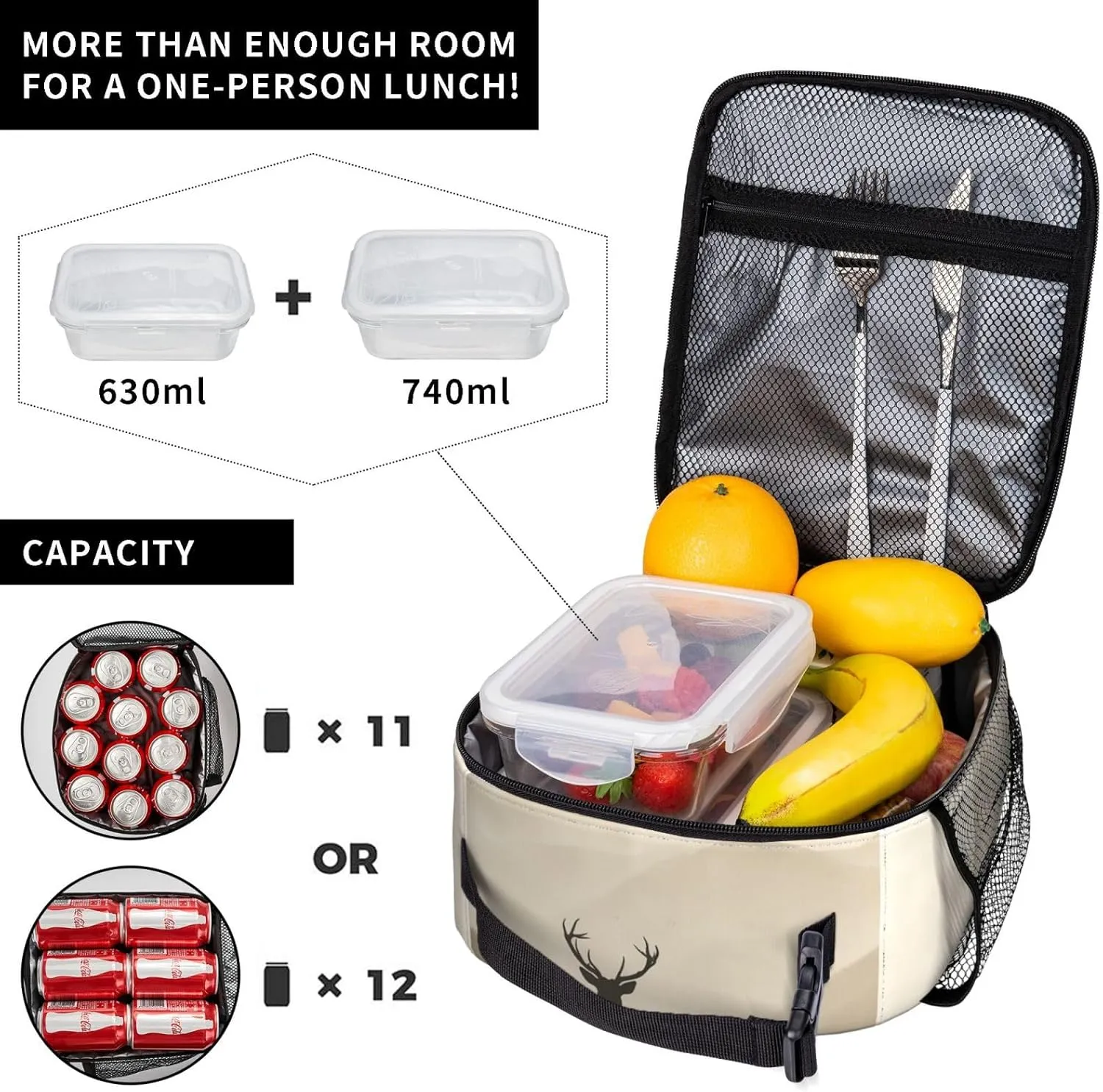 Insulated Lunch Box for Kids Boys Girls, Reusable Lunch Bag for School, Office, Work, Picnic, Travel, Mountain Deer Lunch Box