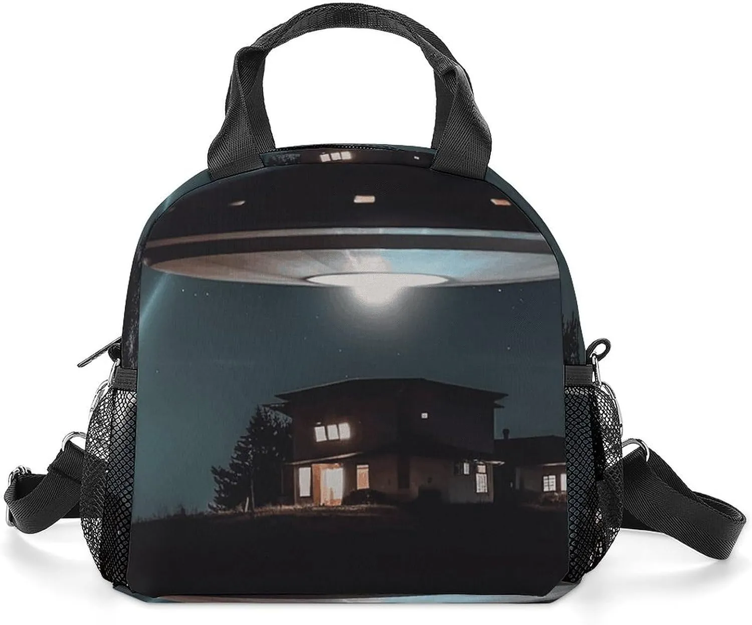 Insulated Lunch Box Spacecraft at Night Lunch Bag for Women Men Meal Bags for Work Picnic Travel