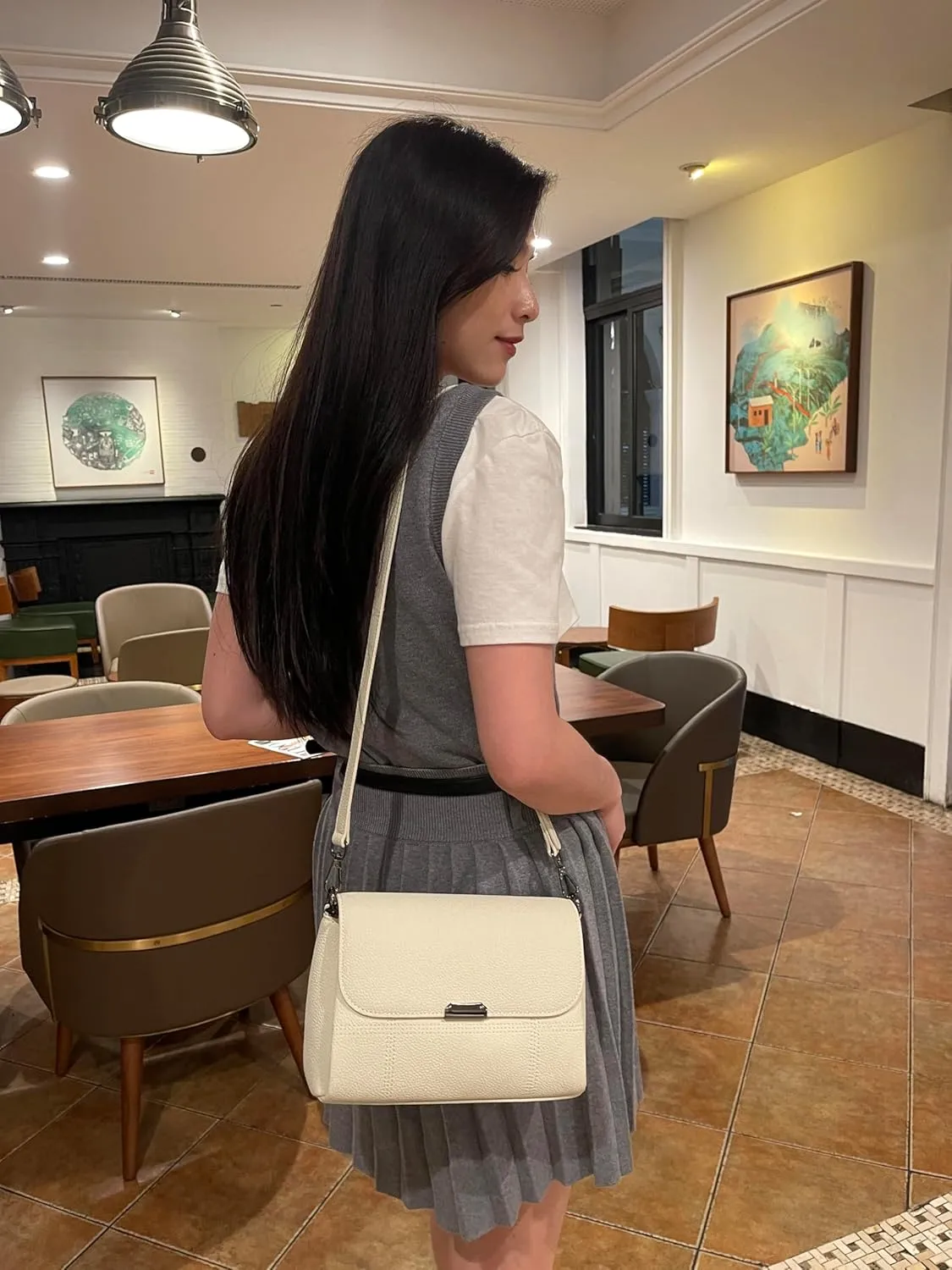 Iswee Genuine Leather Purses for Women Crossbody Bags Designer Shoulder Handbags Ladies Purses Casual Bag