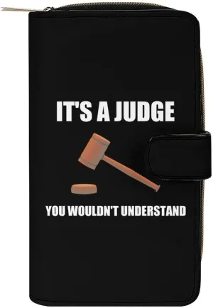 It's S Judge You Wouldn't Understand Leather Wallets for Men Women Zipped Clutch Purse Travel Handbag Card Case Wallet