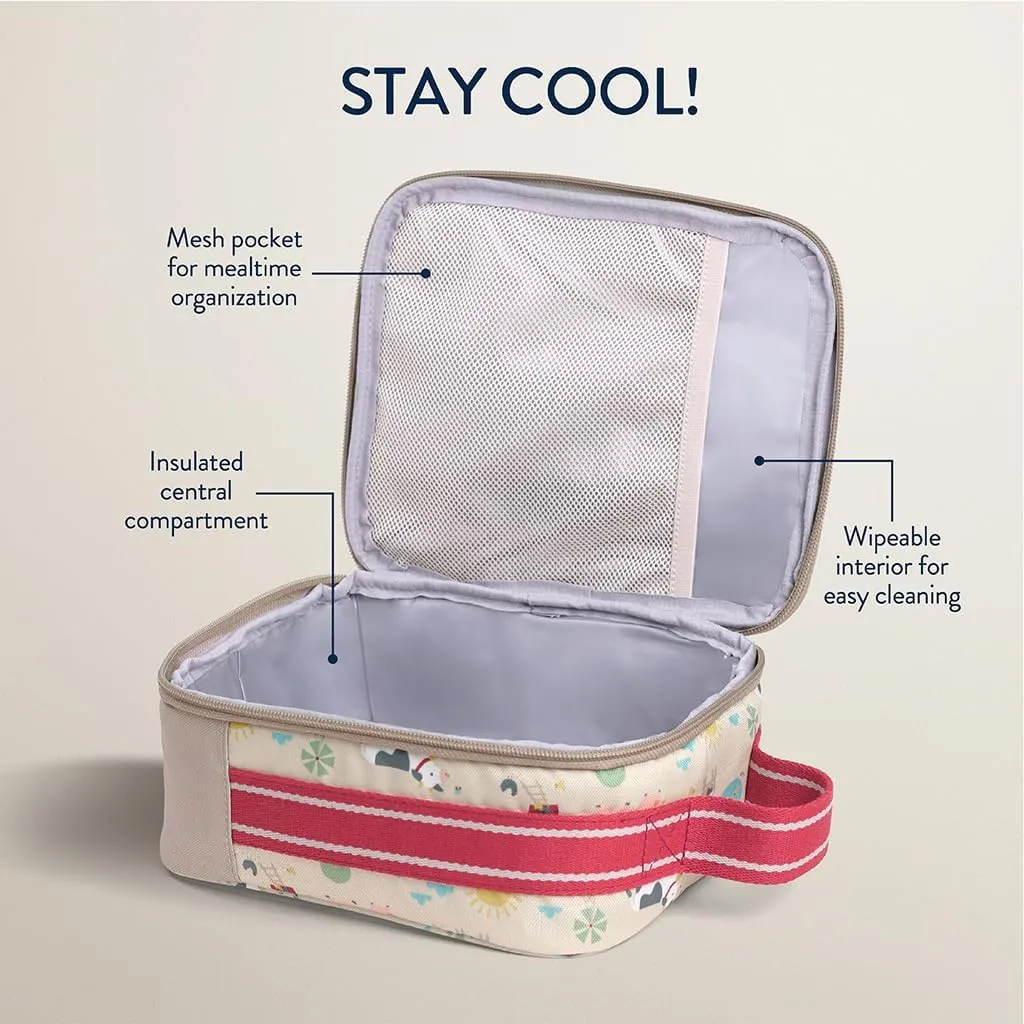 Itzy Ritzy Toddler Lunch Box - Kids Lunch Bag is Insulated and Includes Water Bottle Holder Plus 2 Pockets - Durable, Easy to Clean Toddler Bag (Farm)