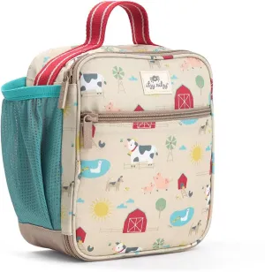Itzy Ritzy Toddler Lunch Box - Kids Lunch Bag is Insulated and Includes Water Bottle Holder Plus 2 Pockets - Durable, Easy to Clean Toddler Bag (Farm)