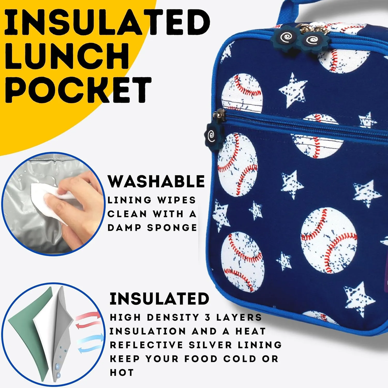 J World New York Unisex Kid's Duet Backpack with Lunch Bag Set, Baseball, One Size