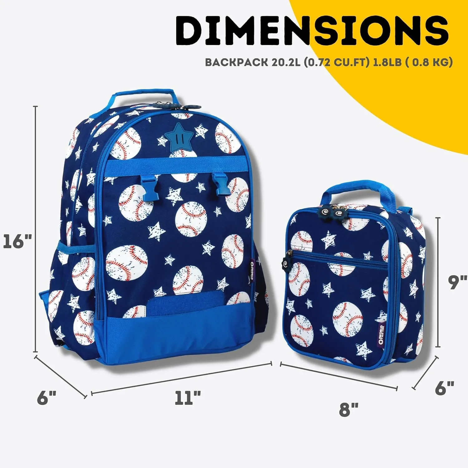 J World New York Unisex Kid's Duet Backpack with Lunch Bag Set, Baseball, One Size