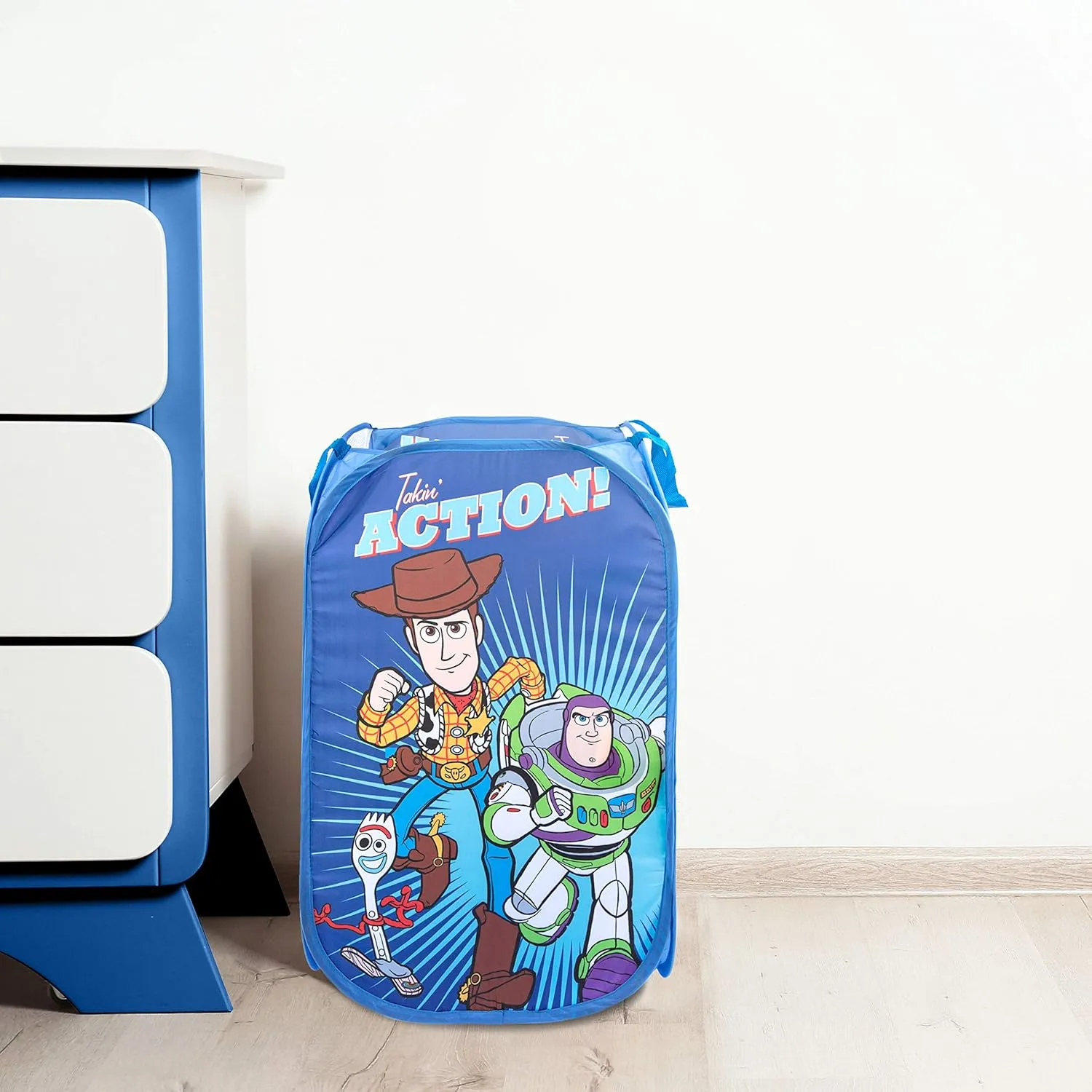 Jay Franco Disney Pixar Toy Story Pop Up Hamper - Mesh Laundry Basket/Bag with Durable Handles - Features Woody, Buzz Lightyear & Forky (Official Disney Product)