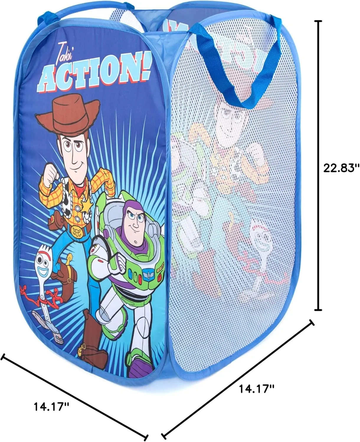 Jay Franco Disney Pixar Toy Story Pop Up Hamper - Mesh Laundry Basket/Bag with Durable Handles - Features Woody, Buzz Lightyear & Forky (Official Disney Product)