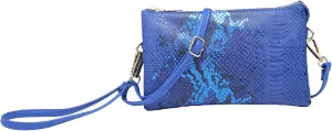JEN & CO. Riley Vegan Faux Snake Print, Womens Small Clutch, Adjustable/Detachable Strap, Crossbody, Shoulder Handbag Purse
