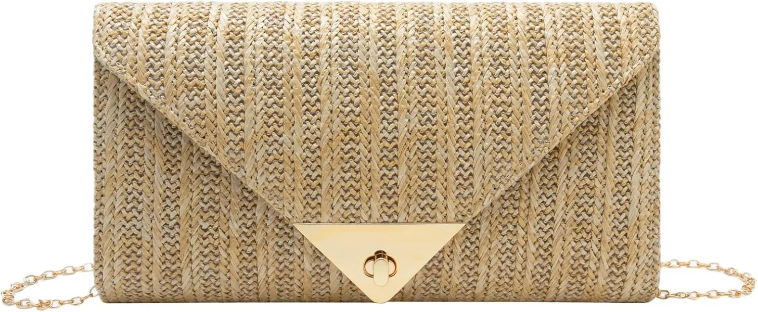 jessie Straw Clutch Purse for Women Summer Woven Beach Bag Rattan Crossbody Evening Purses Vacation Handbags for Party